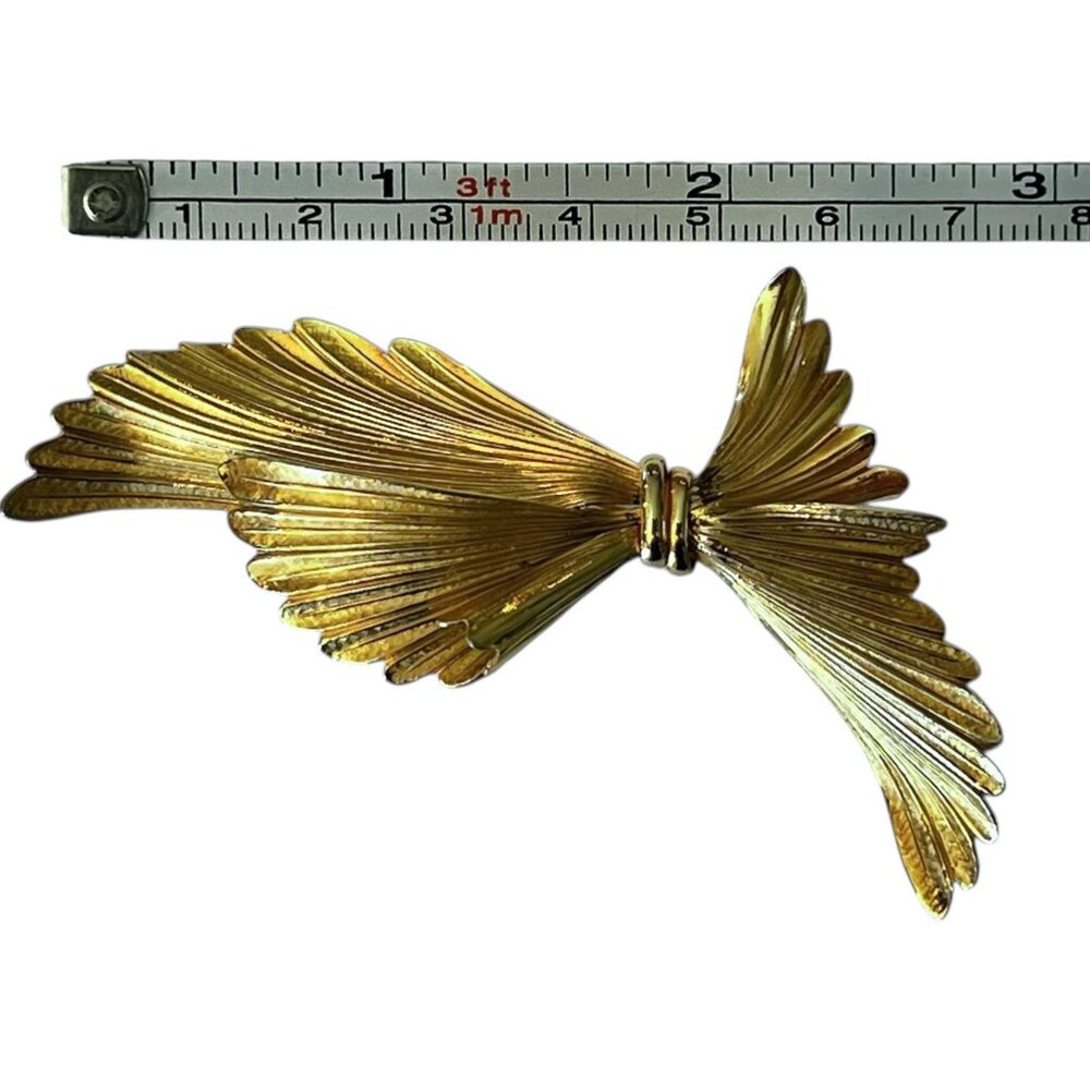 Lisner Vintage Gold Tone Bow Brooch Pin Granny Core Boho Career Wear it All - Picture 3 of 8